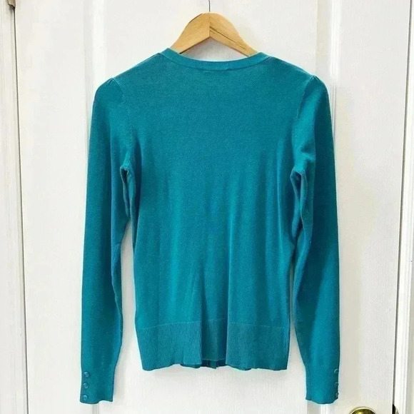 Ricki’s Cardigan V Neck Button Front Sweater Fitted Teal Green Size Small - Picture 5 of 16